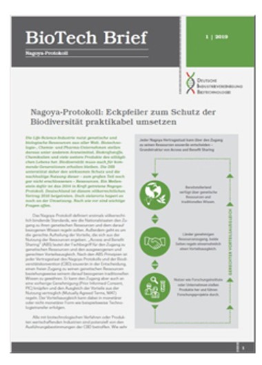 BioTech Brief 1/2019 zum Nagoya-Protokoll 